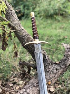 Hand Forged Damascus Steel Viking Sword with Sheath