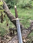 Hand Forged Damascus Steel Viking Sword with Sheath