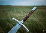 Damascus Steel Viking Sword with Leather Sheath