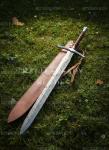 Damascus Steel Viking Sword with Leather Sheath