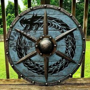 24" Viking Wooden Round Shield for Warriors