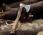 Viking Axe with Engraved Blade and Leather Sheath