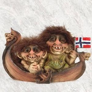 Trolls in Viking Ship Collectible Figurine