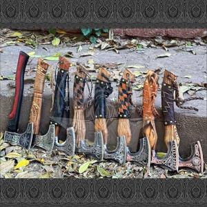 Decorative Viking Axe Set with Leather Handle