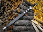 Real Viking Style Damascus Steel Sword with Scabbard