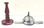 Mini Viking Helmet on Wooden Stand for Decor