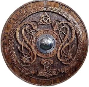 Viking Dragon Face Round Wooden Shield 24