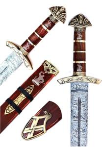 Viking Style 37" Damascus Steel Sword with Scabbard