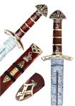 Viking Style 37" Damascus Steel Sword with Scabbard