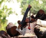 19" Viking Axe with Engraved Head and Sheath