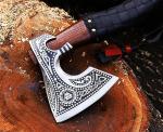 19" Viking Axe with Engraved Head and Sheath