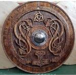 Viking Dragon Face Round Wooden Shield 24