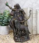 Viking Skadi Goddess Statue with Wolf Companion