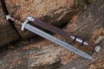 Viking Style 37" Damascus Steel Sword with Scabbard