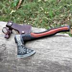 Viking Axe with Leather Sheath and Etched Design