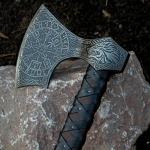 Dark Warrior Etched Viking Axe - Fenrir Design