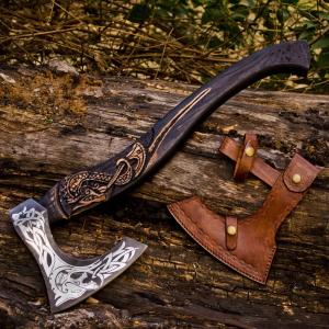 Personalized Carbon Steel Viking Axe with Sheath