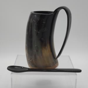 Viking Drinking Horn Mug and Spoon Set