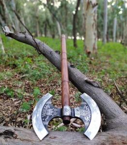 Custom Double Headed Viking Axe with Sheath