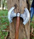 Custom Double Headed Viking Axe with Sheath