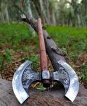 Custom Double Headed Viking Axe with Sheath