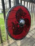 Fenrir Red Wolf Viking Wooden Round Shield