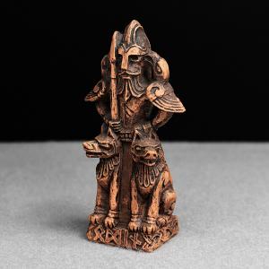 Odin Statue - Wood Finish Viking Decor Figurine