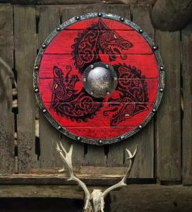 24" Wooden Viking Shield with Heavy Metal Fittings