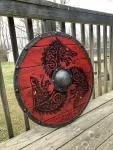 24" Wooden Viking Shield with Heavy Metal Fittings