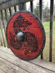 24" Wooden Viking Shield with Heavy Metal Fittings