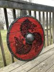 24" Wooden Viking Shield with Heavy Metal Fittings