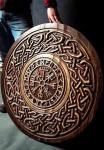 24" Viking Shield Wooden Carving Norse Ornament
