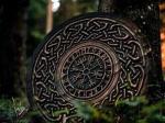 24" Viking Shield Wooden Carving Norse Ornament