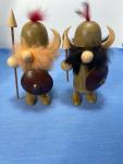 Mid Century Wooden Viking Figures with Shields