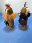Mid Century Wooden Viking Figures with Shields