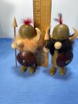 Mid Century Wooden Viking Figures with Shields