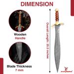 Hand Forged Damascus Leaf Blade Viking Short Sword