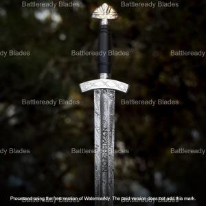 Damascus Steel Viking Sword with Scabbard, Sharp