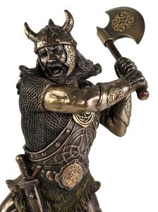 Viking Norse Warrior Battle Axe Bronze Statue