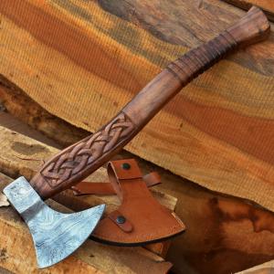 Viking Axe with Braided Wood Handle and Sheath