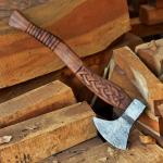 Viking Axe with Braided Wood Handle and Sheath