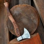 Viking Axe with Braided Wood Handle and Sheath