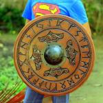 Thor Hammer Design Wooden Viking Shield, 24