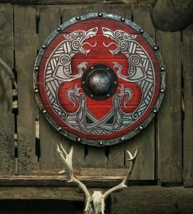 24" Viking Wooden Shield with Metal Fittings