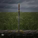 Viking Damascus Sword with Leather Sheath & Handle