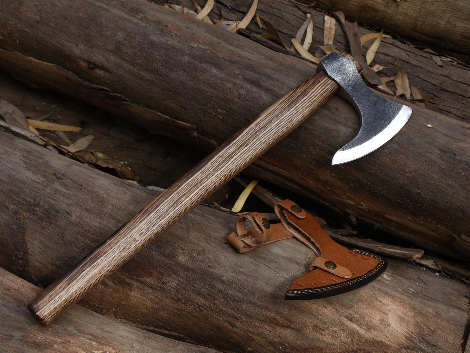 Handmade Viking Tomahawk Axe with Leather Sheath