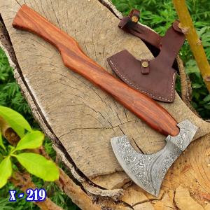 Custom Damascus Steel Viking Bearded Hatchet Axe