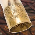Viking Horn Beer Tankard with Brass Accents