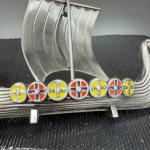 Viking Ship Pewter Figurine with Enamel Inlays