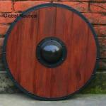 Viking Round Wooden Shield with Vintage Design